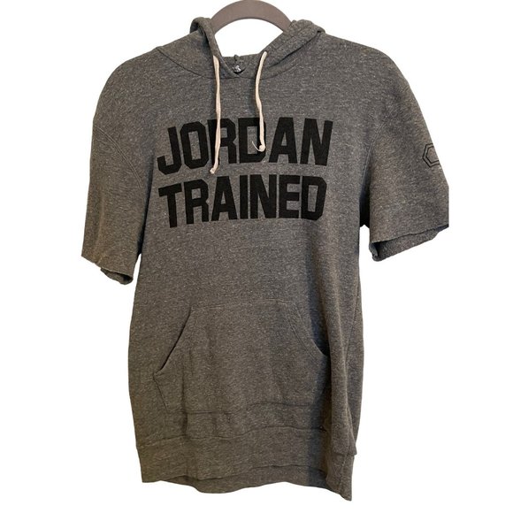 JORDAN TRAINED HOODIE SIZE SMALL CUT OFF KANGAROO POCKET RIBBED HEM - Picture 1 of 7